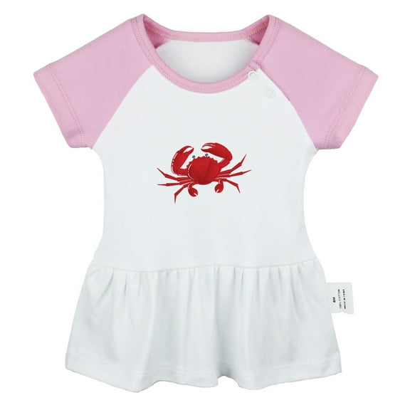 Hold Me Funny Dresses For Baby, Newborn Babies Animal Crab Pattern Skirts, Infant Princess Dress, 0-24M Kids Graphic Clothes (Pink Raglan Dresses, 0-6 Months)