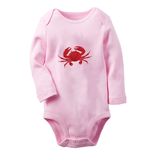 Hold Me Funny Rompers, Newborn Baby Unisex Bodysuits, Infant Animal Crab Jumpsuits, Toddler 0-12 Months Kids Long Sleeves Oufits (Pink, 6-12 Months)