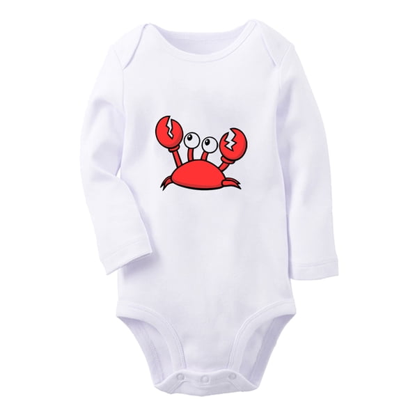 Hold Me Funny Rompers, Newborn Baby Unisex Bodysuits, Infant Animal Crab Jumpsuits, Toddler 0-12 Months Kids Long Sleeves Oufits (White, 6-12 Months)