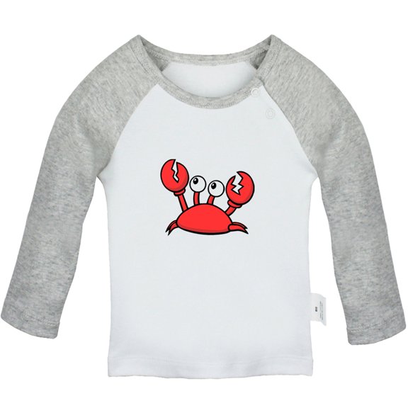 Hold Me Funny T shirt For Baby, Newborn Babies Animal Crab T-shirts, Infant Tops, 0-24M Kids Graphic Tees Clothing (Long Gray Raglan T-shirt, 6-12 Months)