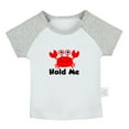 thumbnail image 1 of Hold Me Funny T shirt For Baby, Newborn Babies Animal Crab T-shirts, Infant Tops, 0-24M Kids Graphic Tees Clothing (Short Gray Raglan T-shirt, 6-12 Months), 1 of 4