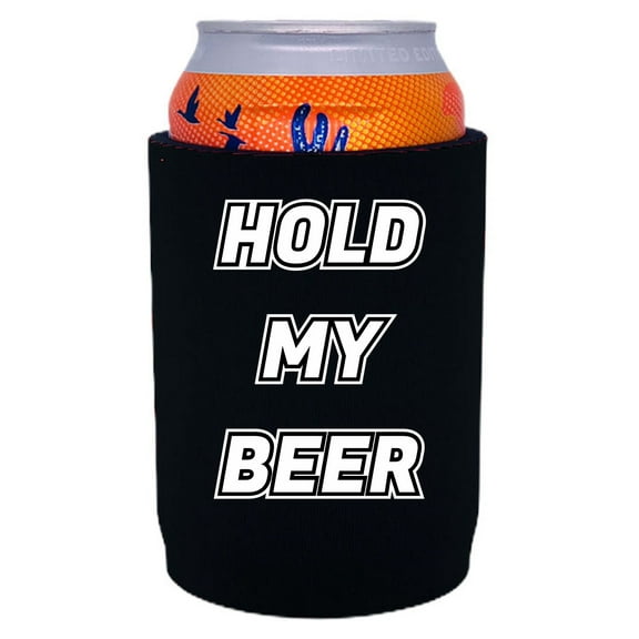 Hold My Beer Neoprene Full Bottom Can Coolie (Black)