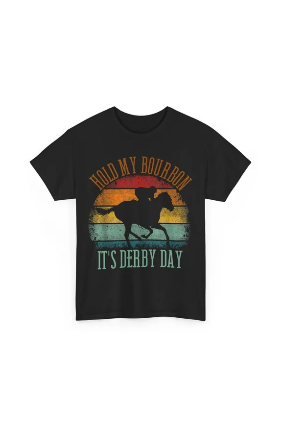 Hold My Bourbon It's Derby Day Retro Horse Racing Kentucky Unisex T-Shirt, S-5XL