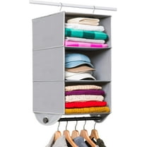 Hold N' Storage - 3 Shelf Hanging Closet Organizer with Metal Rod - Gray