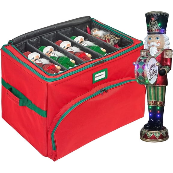 HOLDN’ STORAGE Christmas Nutcracker & Figurine Storage Box, Holds 72 Ornaments, 4" Compartments