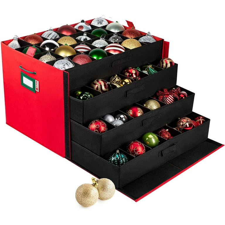 HOLDN' STORAGE Premium Christmas Ornament Storage Container - Holds Up to  72-4” Ornaments Durable 600D Fabric - Adjustable Dividers - 3 Individual