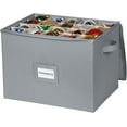 thumbnail image 1 of Hold N' Storage Christmas Ornaments Storage Box Polyester with Zipper, up to 80- 3" Ornaments - Gray, 1 of 9