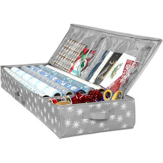 mDesign Long Gift-Wrapping Paper Storage Bag with Handles and Zipper Lid - Gray