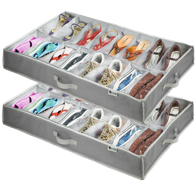 Hold N' Storage Extra Large Underbed Shoe Storage Organizer, Set of 2 Gray  