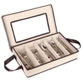 thumbnail image 1 of HOLDN' STORAGE Flatware Storage Case 5 Compartment Silverware Organizer Box with Removable Lid and Carry Handles Brown - Beige, 1 of 8
