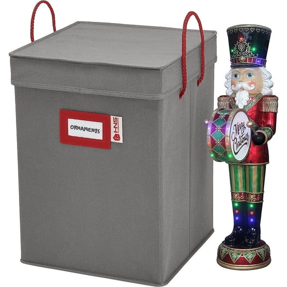 Nutcracker and Figurine Collectible Storage Box - Stores Up to 9-16-inch Tall Nutcrackers, Ornaments, and More - Holiday Decor Protective Organizer Container with Adjustable Dividers