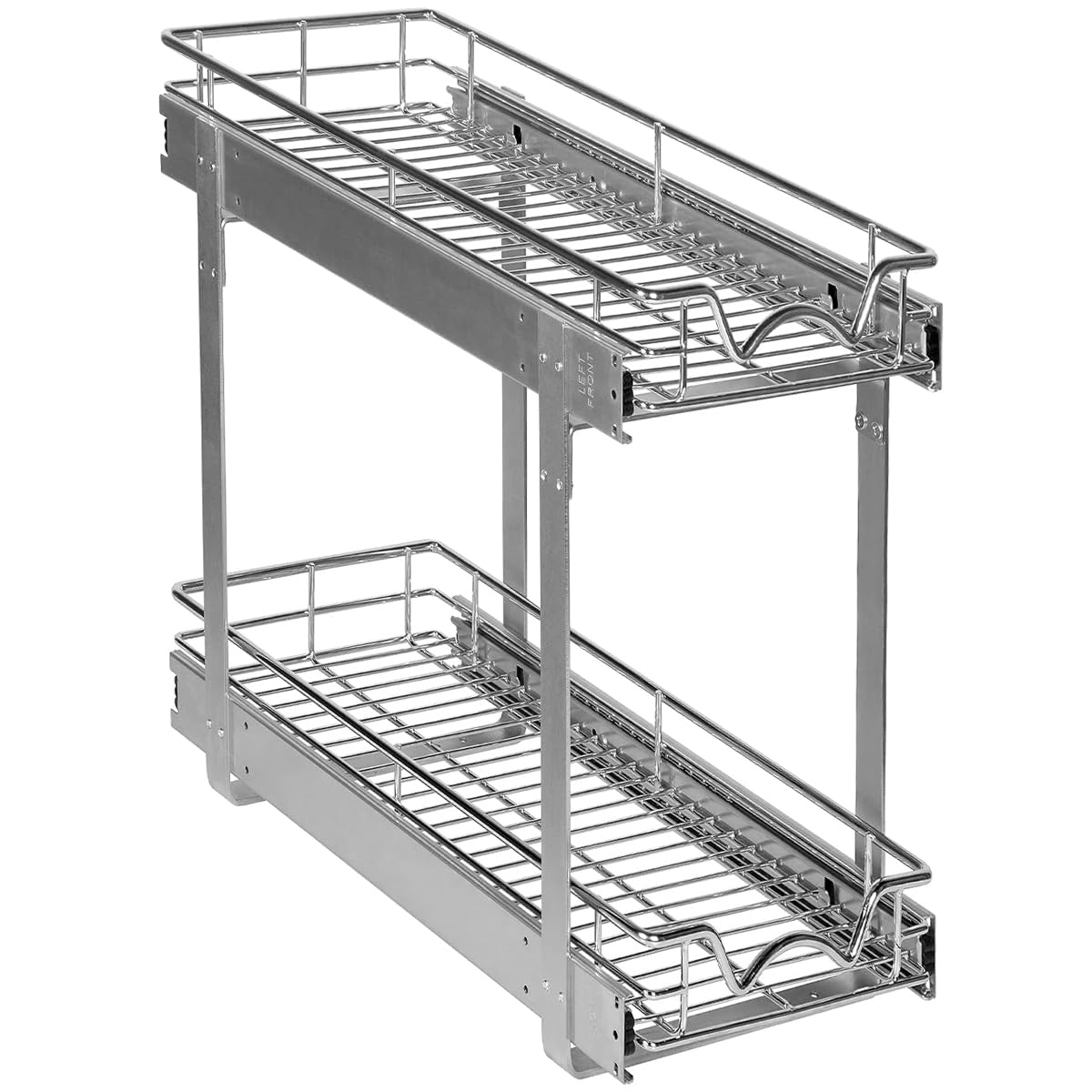 HOLDN' STORAGE 2-Tier Pull Out Cabinet Organizer Heavy Duty Steel Sliding Shelves for Kitchen Pantry and Under Sink Cabinets 8" W x 21" D x 16.5" H