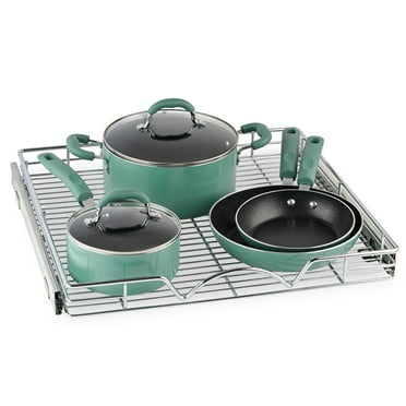 Hold N' Storage Pull Out Cabinet Organizer, Steel Metal Chrome - Basket Size 20” W x 17”D