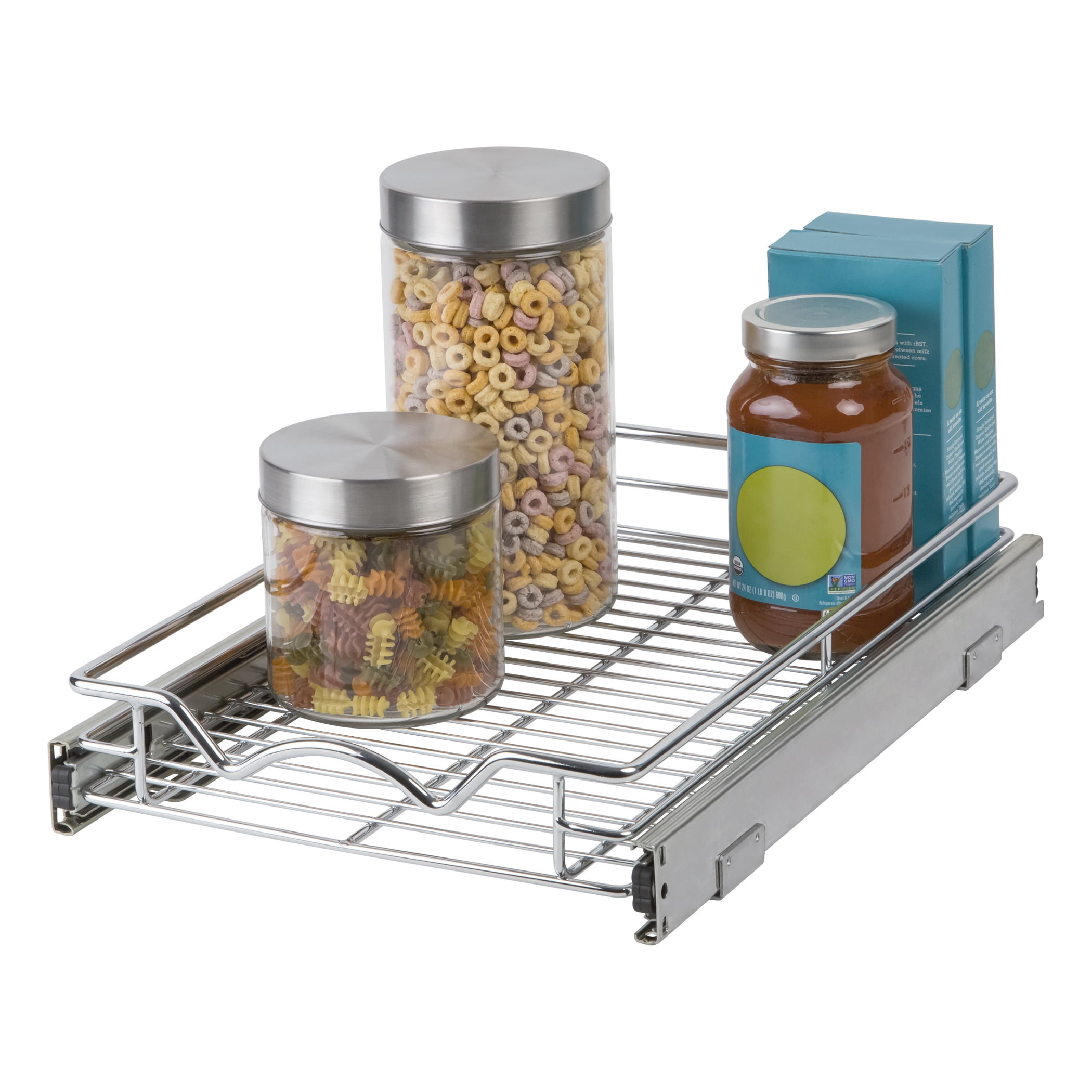 Hold N Storage Pull Out Heavy Duty Slide Out Pots and Pans Sliding Shelf Drawer Cabinet Organizer, Chrome