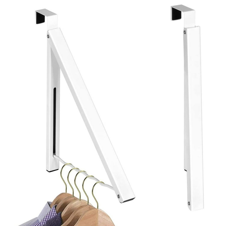 Hold N Storage Over The Door Hanger for Clothes Towels Single Hanger Retractable White