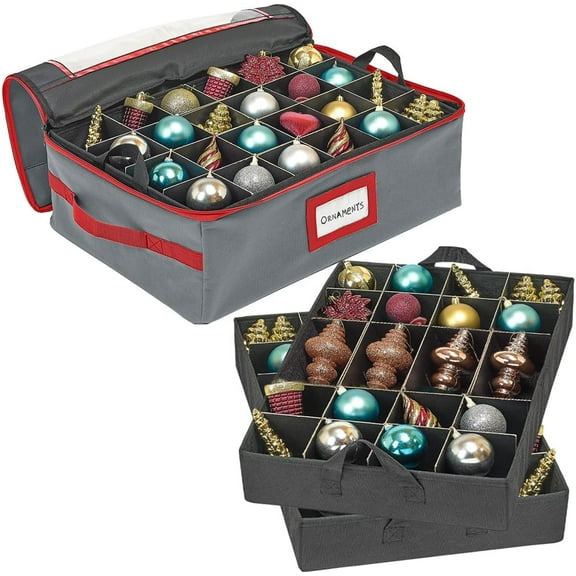 Hold N' Storage Underbed Christmas Ornament Storage Container Box Fits Up to 48-3”, Gray