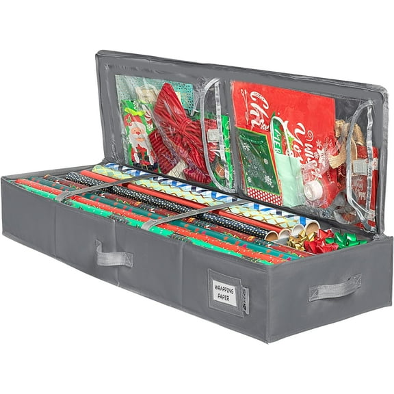Hold N' Storage Wrapping Paper Storage Container. Fits up to 27 Rolls 1.37" Diam. Gray