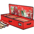 thumbnail image 1 of HOLDN' STORAGE Wrapping Paper Storage Container, Fits 27 Rolls Gift Wrap, Extra Pockets for Ribbons & Bows, Underbed Storage - Red, 1 of 9