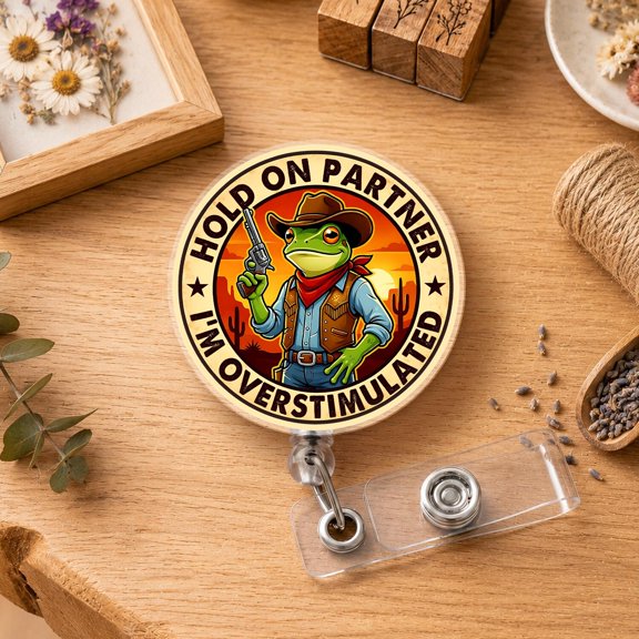 Hold On I'm Trying My Best Badge Reel, Positive Retractable ID Holder, Coworker Office Accessory