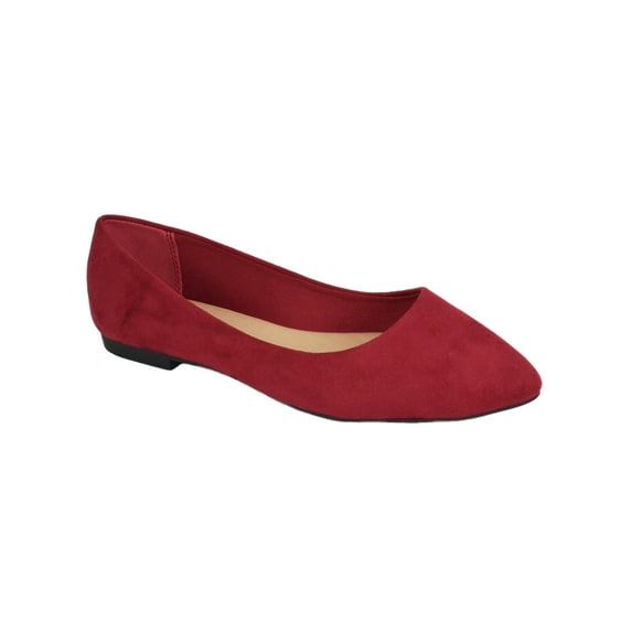 Hold Red Cherry Suede City Classified Women Casual Wide Width Fit Flat Office Shoes Pointy Toe 8