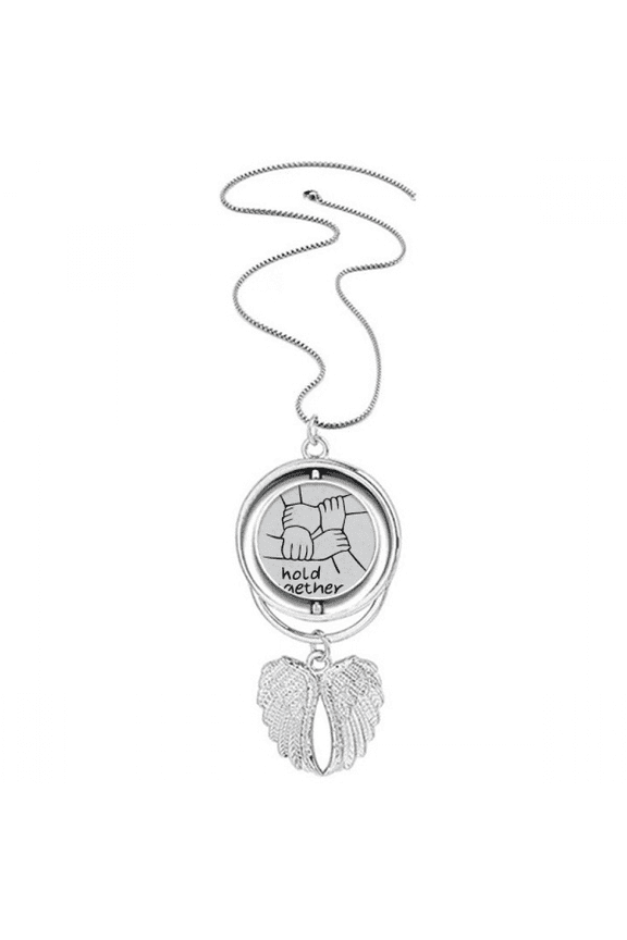 Hold Together Personalized Gesture Pendant Angel Wings Rotating Necklace Jewelry