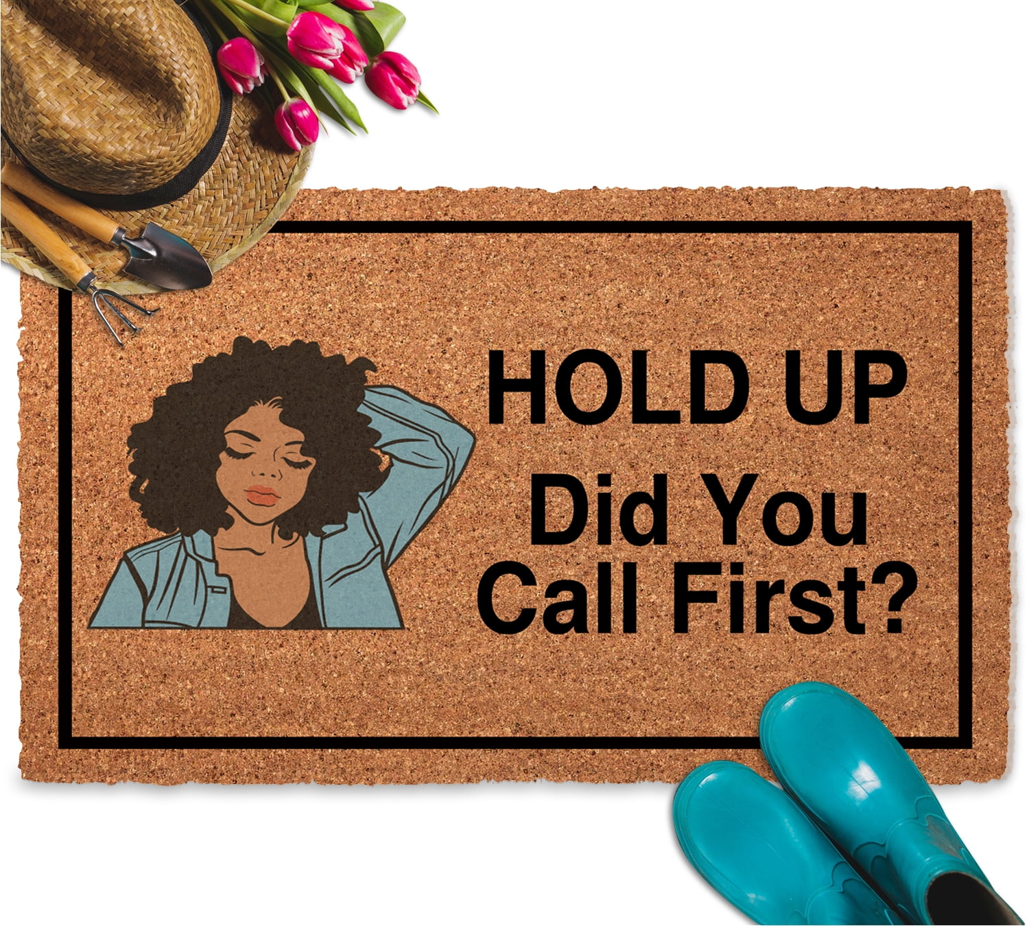 Hold Up Did You Call First Outdoor Welcome Mats for Front Doormat Outdoor Entrance Rugs Indoor Floor Mats 30"X18"
