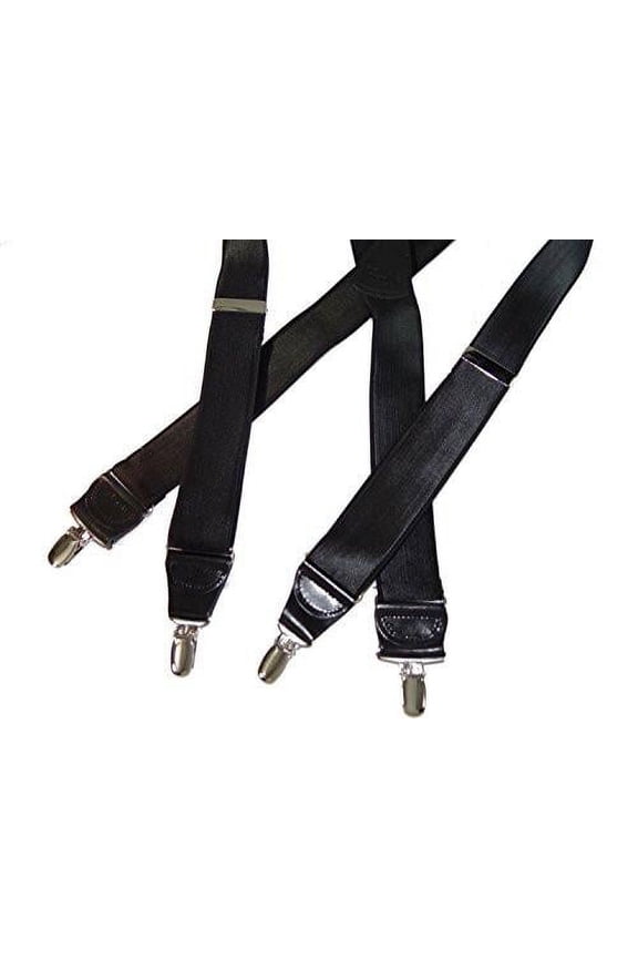 Hold-Ups Black Satin Finish 1 1/2" Wide in X-back suspenders with Patented No-slip Silver Clips