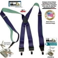 thumbnail image 1 of Hold-Ups Blue with Red Dot designer Pattern X-back  Suspenders with  patented No-slip Silver-tone Clips, 1 of 4