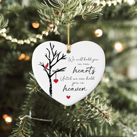 Hold You in Our Hearts Ceramic Ornament – Memorial Christmas Keepsake, Sympathy Gift for Loss of Dad or Mom, Bereavement Decoration