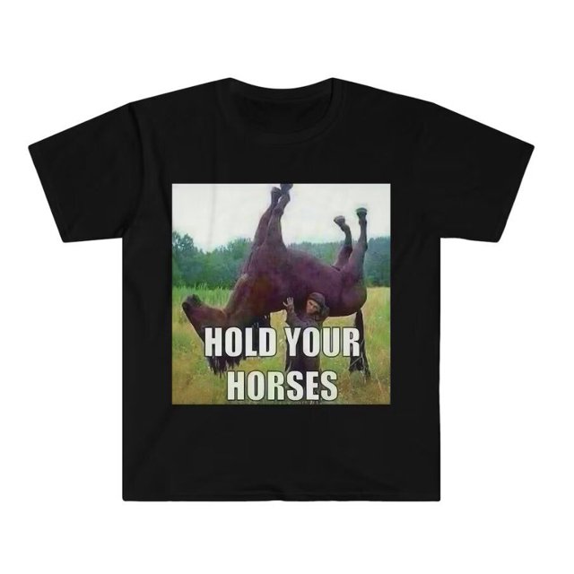 Hold Your Horses Antimeme Funny Meme Shirt Unisex Tee