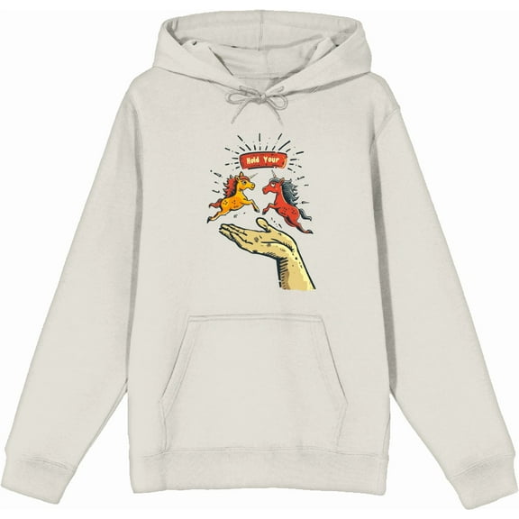 Hold Your Horses Humor Adult Black Long Sleeve Hoodie-Small