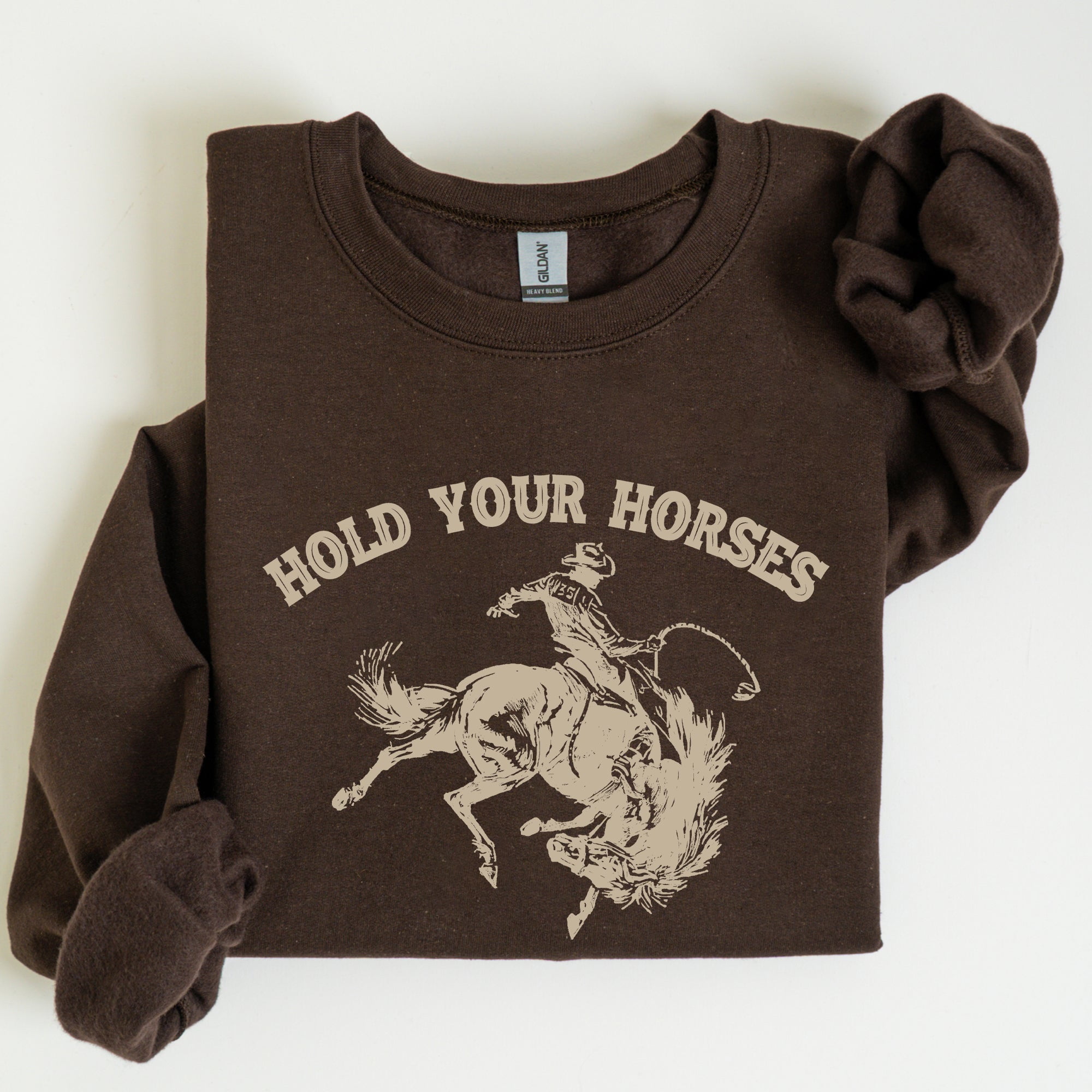 Hold Your Horses, Rodeo, Cowboy, Western Cowgirl Sweatshirt-xl   Dark 