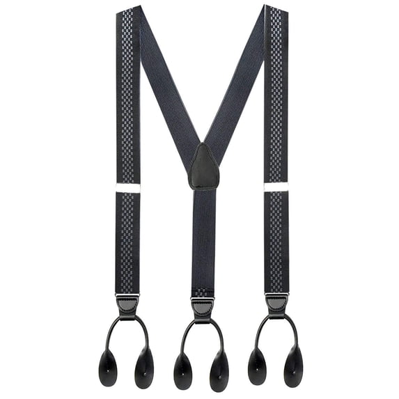 Hold'em 1 ¼ Fancy Stripes Solid Suspenders for Men Y-Back - Crosscheck Black