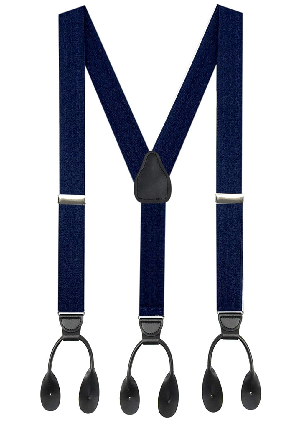 Hold'em 1 ¼ Fancy Stripes Solid Suspenders for Men Y-Back - Navy Wave