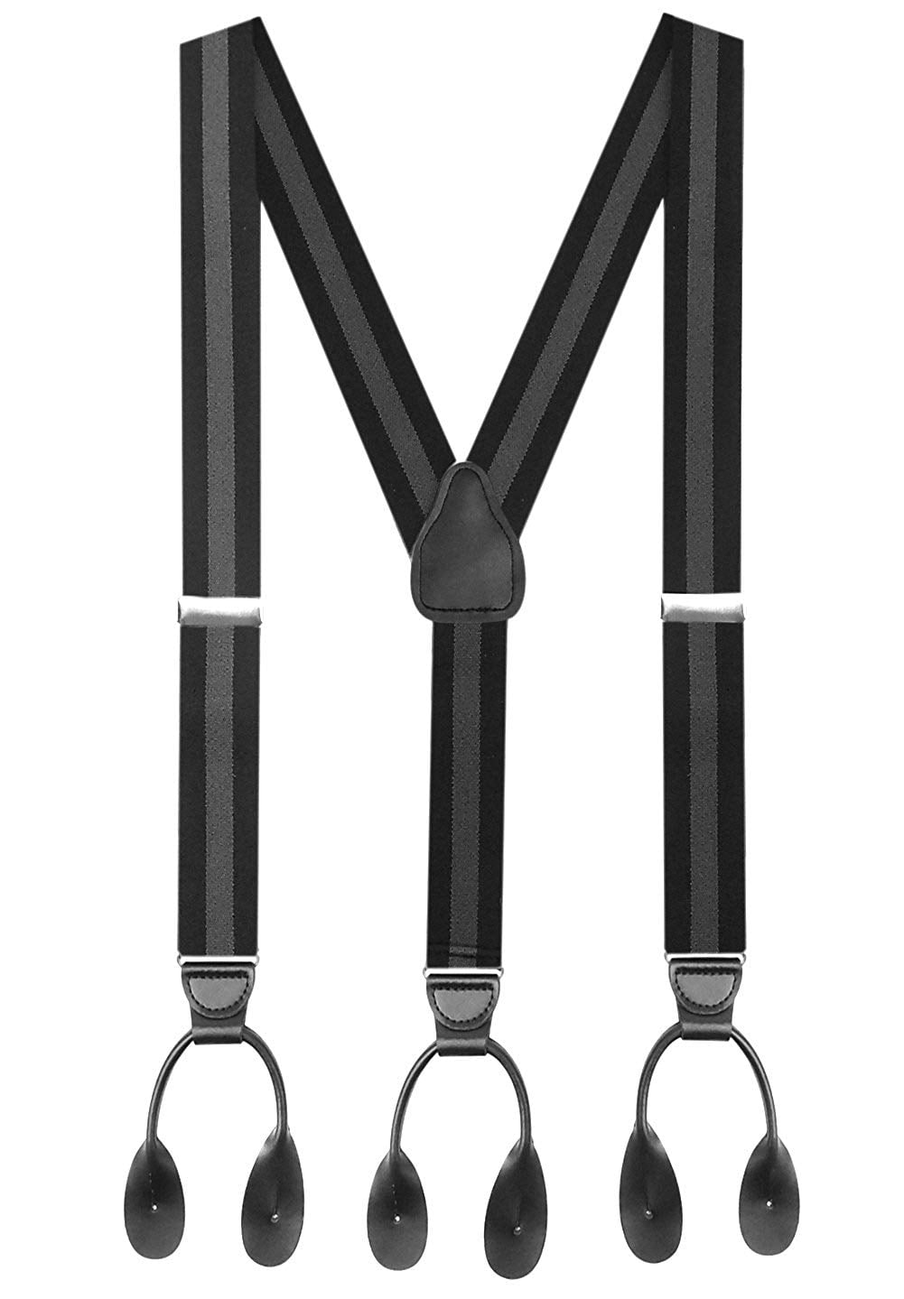 Hold'em 1 ¼ Fancy Stripes Solid Suspenders for Men Y-Back - Regimental Stripe Black