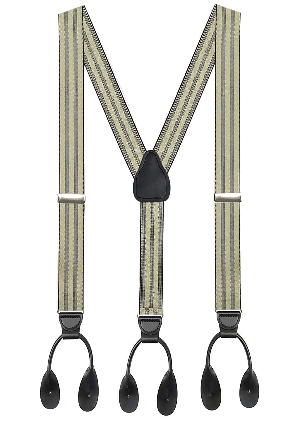 Hold'em 1 ¼ Fancy Stripes Solid Suspenders for Men Y-Back - Shadow Stripe Tan