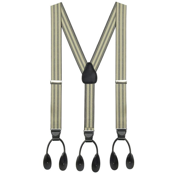 Hold'em 1 ¼ Fancy Stripes Solid Suspenders for Men Y-Back - Shadow Stripe Tan