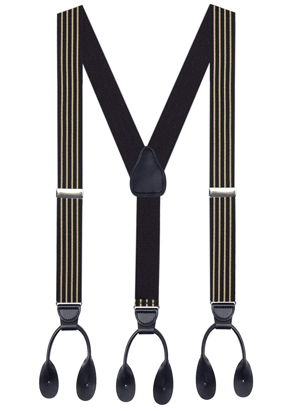 Hold'em 1 ¼ Fancy Stripes Solid Suspenders for Men Y-Back - Summit Stripe Brown