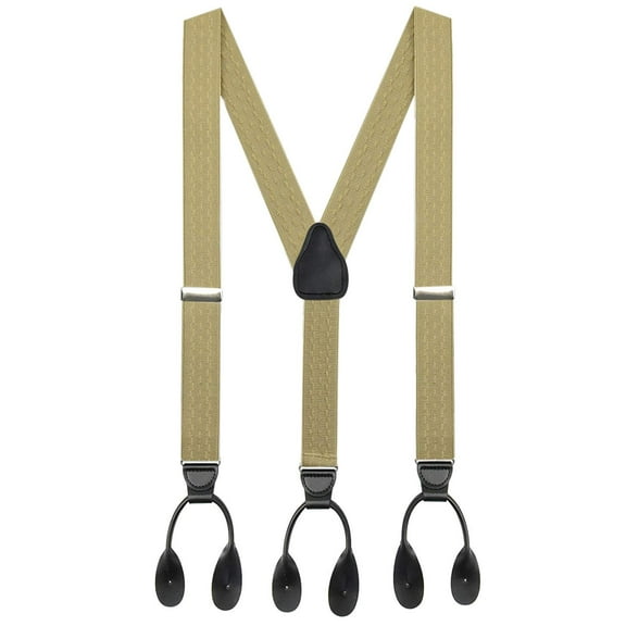 Hold'em 1 ¼ Fancy Stripes Solid Suspenders for Men Y-Back - Tan Wave