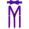 thumbnail image 1 of Hold'em 1" Teens & Men Suspender Pre-tied Bow Tie Set - Purple (Tall 54"), 1 of 6