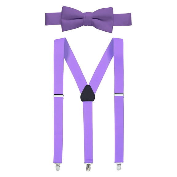 Hold’em 1" Teens & Men Suspender and Bow Tie Set Pre-Tied Bow Tie - Lavender