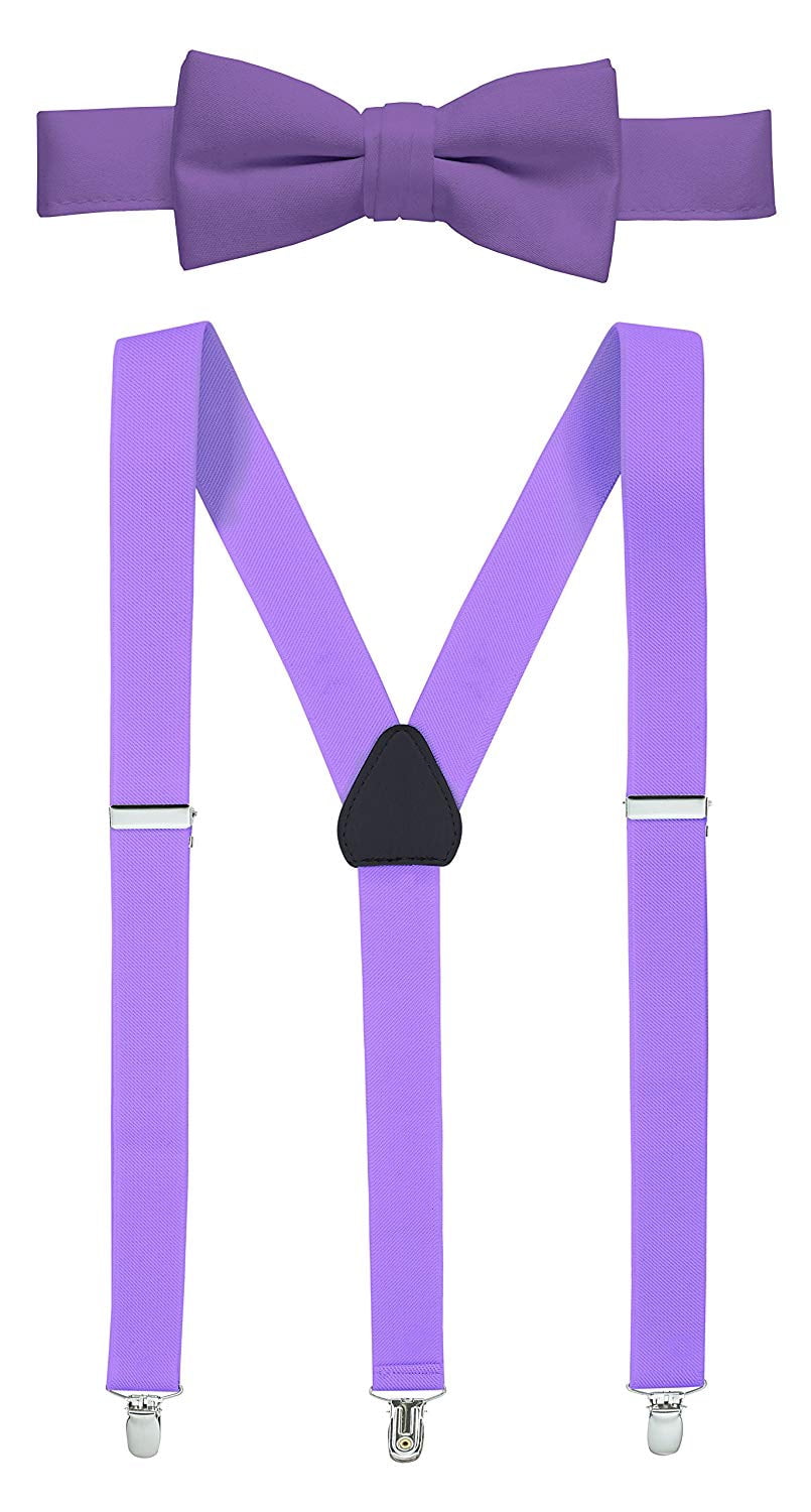 Hold’em 1" Teens & Men Suspender and Bow Tie Set Pre-Tied Bow Tie - Lavender