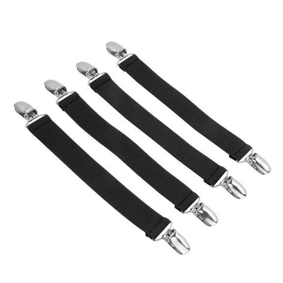 Holdem Bed Sheet Fastener Suspenders - Adjustable, Crisscross Sheet Strap Holder Clips, Black
