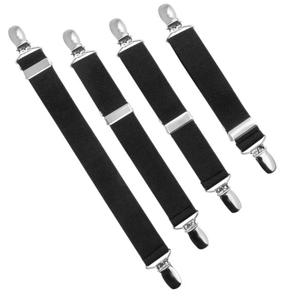 Holdem Bed Sheet Fastener Suspenders - Crisscross Sheet Strap Holder Clips - Black