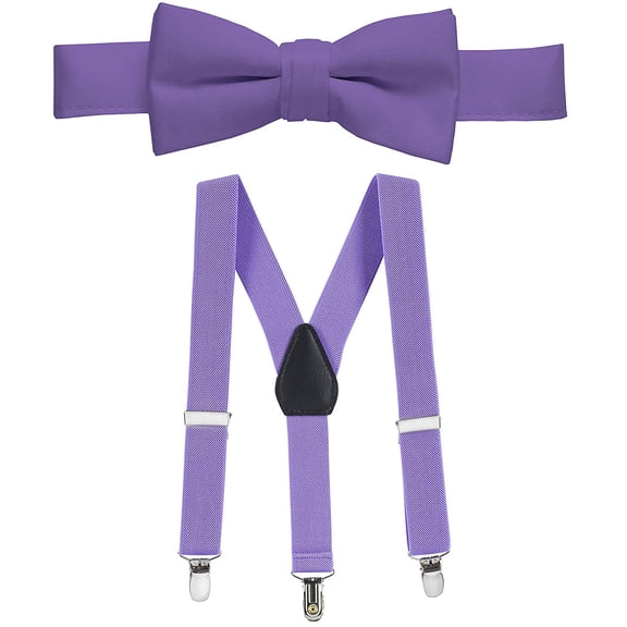 Hold'em Bow Tie Set, Baby Pre-Tied Bow Tie, 1' Suspender for Toddler Kids - Lavender