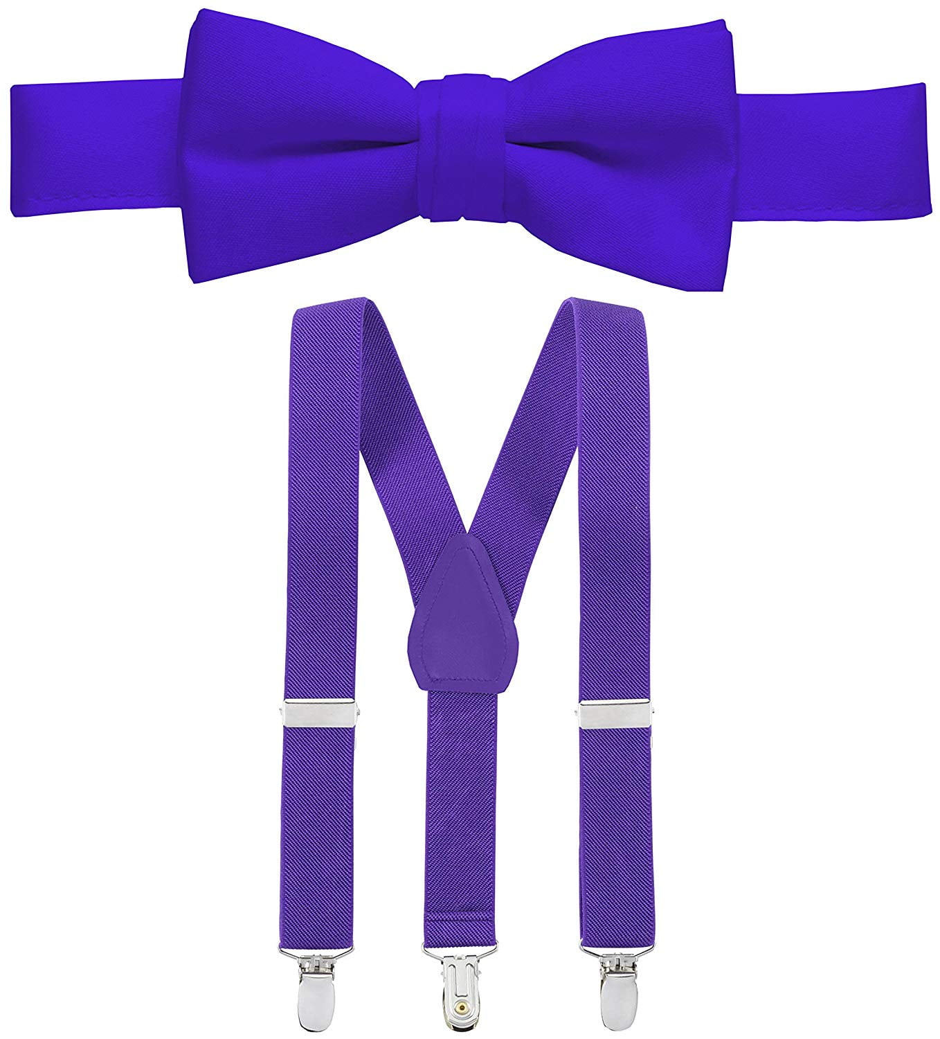Hold'em Bow Tie Set, Baby Pre-Tied Bow Tie, 1' Suspender for Toddler Kids - Purple
