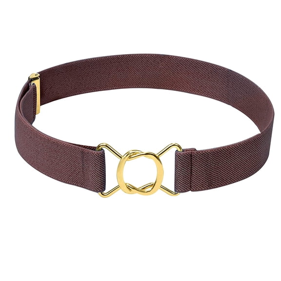 Hold'em Clasp Gold Buckle Elastic Belt for Toddler Kids, Brown