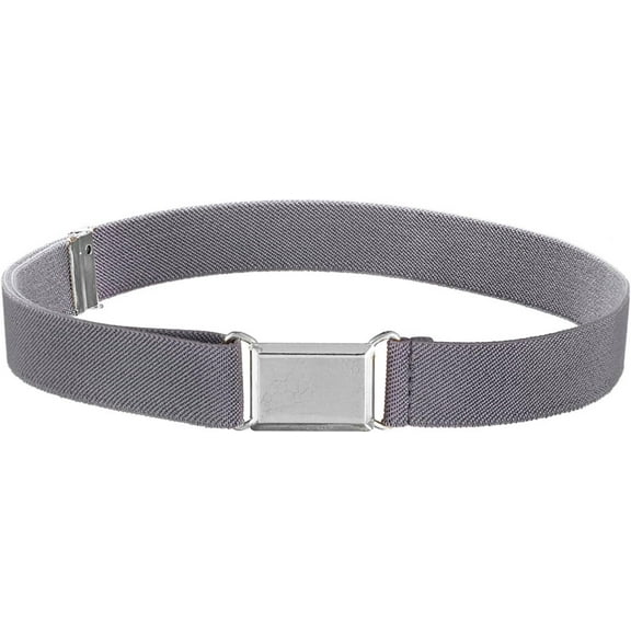 Hold'em Elastic Belt for Toddler Unisex Kids with Silver Square Buckle - Gray