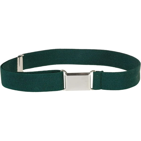 Hold'em Elastic Belt for Toddler Unisex Kids with Silver Square Buckle - Hunter Green