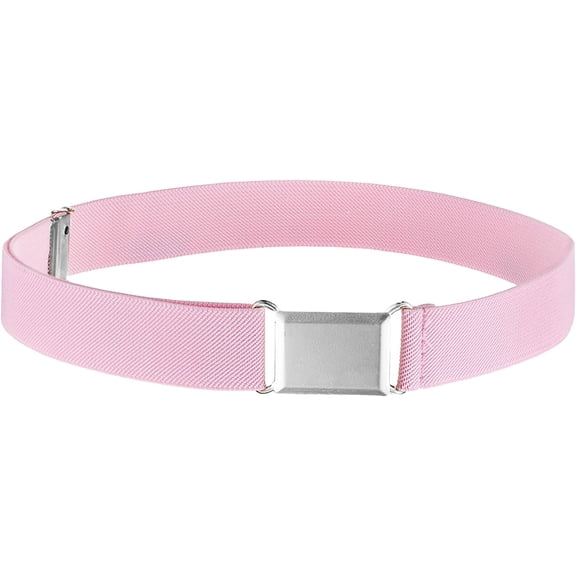 Hold'em Elastic Belt for Toddler Unisex Kids with Silver Square Buckle - Light Pink